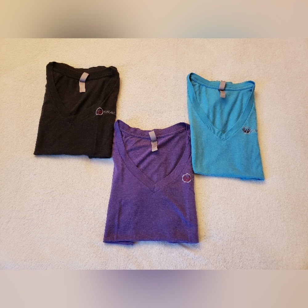 Lot Of 3 Next Level Ladies Premium Fit Triblend Deep V-Neck T-Shirt M